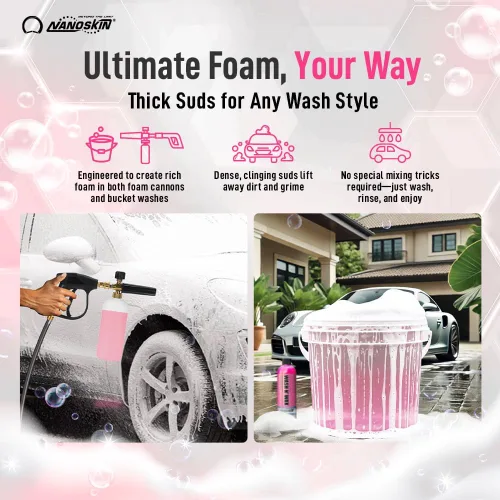 Miniatura 3 de Nanoskin WASH N' WAX con carnauba de 16 onzas – Limpia y brilla en un solo paso Funciona con cañón de espuma, pistola de espuma, lavado de cubo