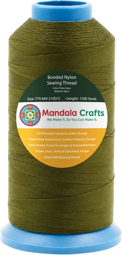 Miniatura 348 de Mandala Crafts - Hilo de nailon para coser cuero, tapicería, mezclilla y para trenzar el pelo; resistente, 1500 yardas, tamaño 69 T70 Marrón