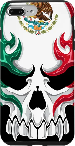 Miniatura 12 de iPhone 13 Pro Max Bandera de México - Estilo tribal de calavera mexicana - Funda hecha en México