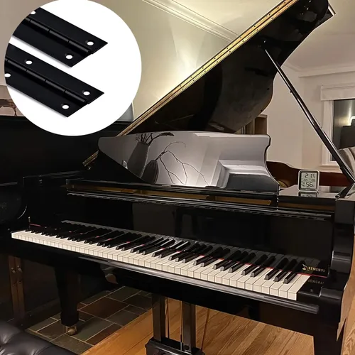 Miniatura 5 de Bisagra de piano negro de 36 x 2 pulgadas de ancho abierto, bisagra de piano de acero inoxidable resistente, bisagra continua para gabinete, puerta