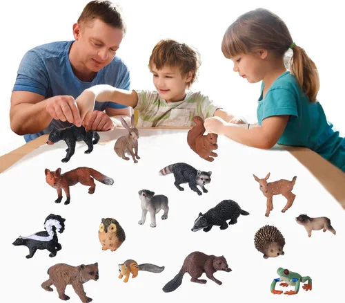 Miniatura 6 de JOKFEICE Figuras de animales pequeños para niños, 16 figuras realistas de animales del bosque, figuras de criaturas del bosque, juguetes educativos