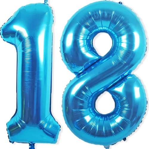 Miniatura 10 de Globos gigantes de papel aluminio azul del número 20 de 40 pulgadas, globos gigantes de helio número 20 para niños y niñas, decoraciones de azul