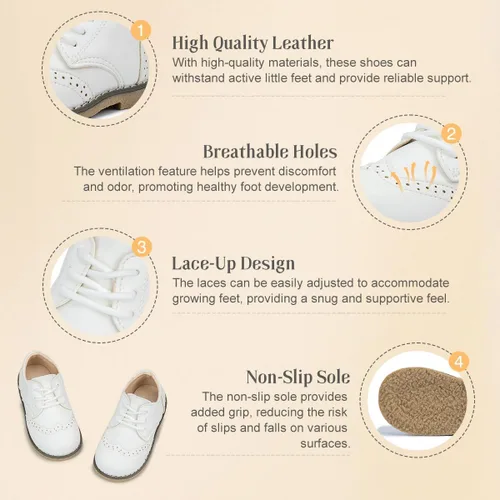 Miniatura 37 de KIDSUN Zapatos de vestir para niño y niña, cómodos zapatos Oxford con cordones para uniforme escolar, mocasines planos (bebé/niño pequeño) E-negro