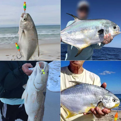 Miniatura 6 de Aparejos Pompano para Pesca de Surf en Agua Salada con Gancho de Doble Círculo y Espacio Amplio - Juego de 6 Accesorios de Pesca de Surf Paquete