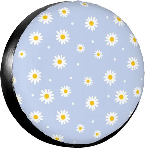 Miniatura 8 de Hermosa funda de neumático de repuesto con diseño de margarita, a prueba de polvo, para remolque, caravana, muchos vehículos, 14 pulgadas