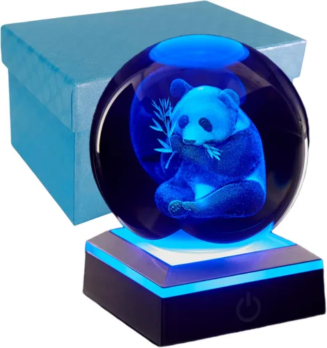 Miniatura 20 de Lámpara de noche de bola de cristal 3D con base LED - Lámpara de bola de cristal en forma de pez para cumpleaños, festividades, regalos de Navidad