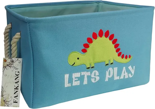 Miniatura 8 de Cesta rectangular de tela con estampado de dinosaurios para almacenamiento de guardería, cesta de almacenamiento, bolsa de libros, cestas de regalo