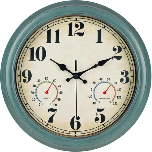 Miniatura 14 de zyzamay Reloj de pared retro de 12 pulgadas, fácil de leer, redondo, clásico, clásico, de cuarzo, funciona con pilas, decorativo para sala de estar