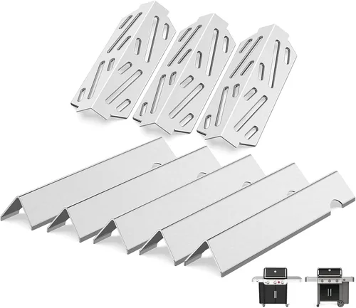 Miniatura 20 de QuliMetal 44.5 cm SUS304 Barras Aromatizadoras y Deflectores de Calor para Parrillas Weber Genesis 300 Series, Compatibles con Genesis E310 E320