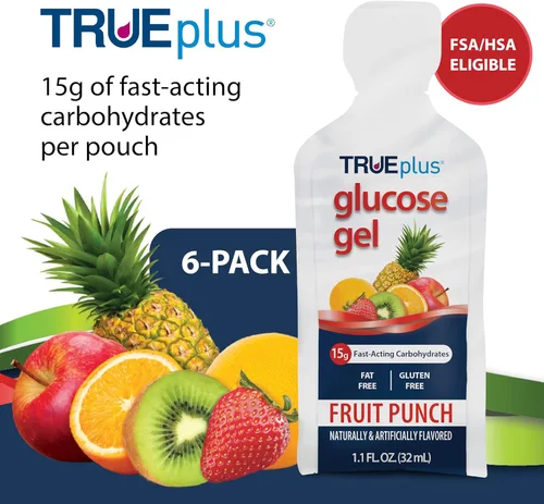 Miniatura 2 de TRUEplus Bolsa de gel de glucosa, sabor a ponche de frutas, 0.53 oz de carbohidratos de acción rápida, sin grasa, sin gluten, soporte rápido