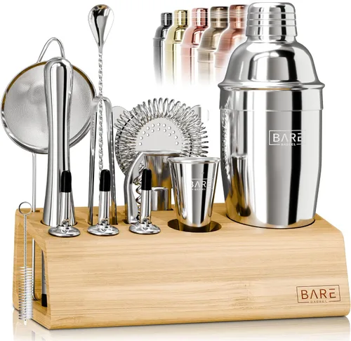 Miniatura 14 de BARE BARREL Mixology Bartender Kit Bar Set Juego de coctelera de 14 piezas Herramientas de mezcla de Martini Barware para el hogar Incluye 35
