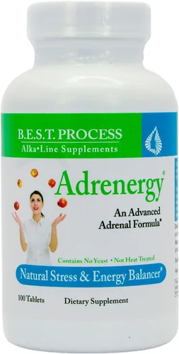 Adrenergy Best Process Alkaline — Apoyo suprarrenal natural con extracto de glándula suprarrenal, adaptógenos, vitaminas y minerales