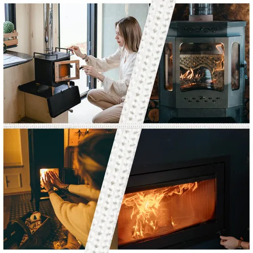 Miniatura 6 de Cinta de sellado de repuesto para chimenea, 10 pies x 0.4 pulgadas, resistente al calor, autoadhesiva, de fibra de vidrio, junta de sellado
