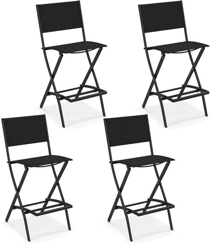 Miniatura 10 de Tangkula Juego de 4 taburetes de bar para exteriores, sillas de bar plegables de altura de mostrador con respaldo y reposapiés, sillas de comedor