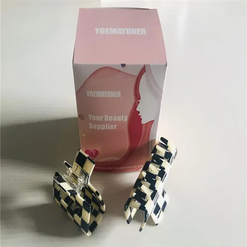 Miniatura 6 de Pinzas para el cabello a cuadros, 2 pinzas de pelo vintage a cuadros, pinzas de garra fuertes, pasadores para cabello grueso y fino, pinzas