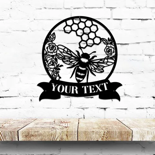 Miniatura 9 de MeMate Letrero de jardín para personalizar, letrero de granja de abejas, letrero de metal con nombre personalizado para amantes de las abejas