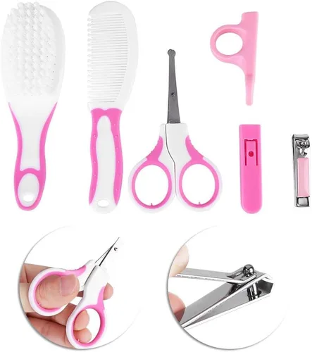 Miniatura 9 de Fdit Baby Grooming Kit, Safe Portable Nail Hair Care Set for Newborn Infant Blue 6PCS Soft Brush Comb Rounded Scissors Clipper Covers Nursery Travel