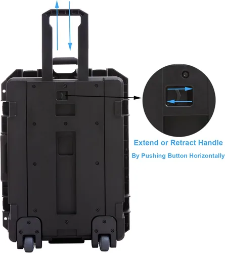 Miniatura 6 de Regetek Funda rígida impermeable, 27 x 20 x 13 pulgadas, funda rígida con ruedas, mango retráctil para cámara, dron, herramienta, electrónica, a