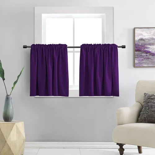 Miniatura 26 de DONREN - Cortinas blackout de 2 paneles con bolsillo para cortinero Negro