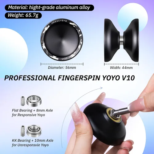 Miniatura 5 de MAGICYOYO V10 Yoyo de dedo giratorio profesional de metal Yoyo de doble propósito sensible y no sensible con estuche de almacenamiento + guante