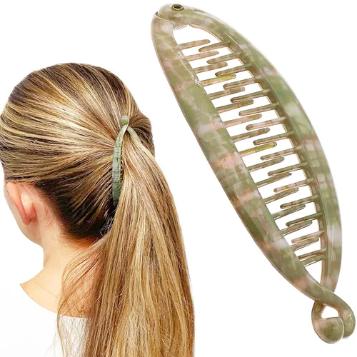 Miniatura 24 de Camila Paris CP3133 - Peine de pelo con clip de plátano francés de 4.5 pulgadas, para niñas, estilo clásico, flexible, para cola de caballo Beige