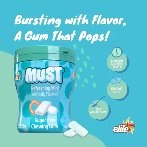 Miniatura 3 de Elite Must Refreshing Mint - Goma de mascar sin azúcar, 2.3 onzas (paquete de 6)