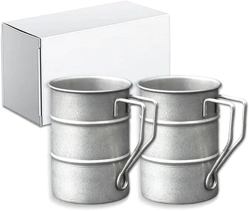 Tazas de café vintage de acero inoxidable con asa, tazas de café para campamento, taza de senderismo al aire libre, equipo de campamento ligero para