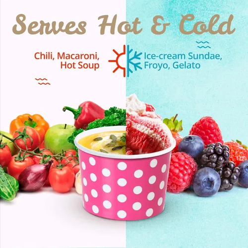 Miniatura 7 de MATICAN Tazas de papel para helado – 100 unidades de 4 onzas, cuencos desechables para postres para alimentos fríos o calientes, suministros