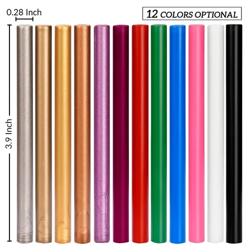 Miniatura 2 de 16 piezas de mini pistola de pegamento para sello de cera para sello de cera, oro ámbar, ideal para invitaciones de boda, tarjetas, sobres, paquetes