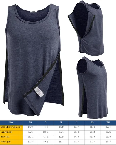 Miniatura 5 de Deyeek Camisetas sin mangas unisex con acceso completo a presión para hombres y mujeres, camisetas de recuperación de hombro para después