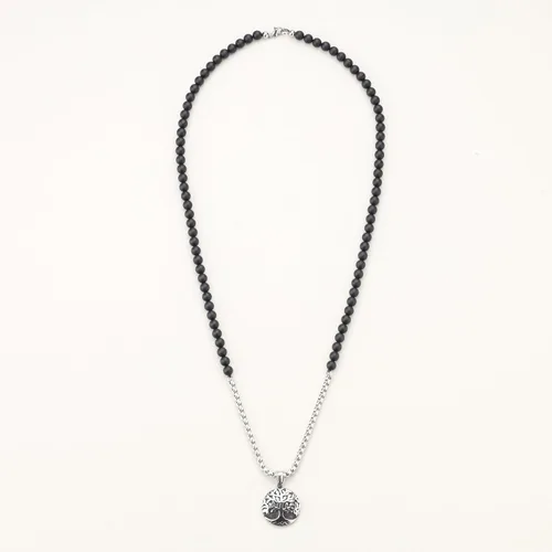 Miniatura 3 de COAI Colgante Árbol de la Vida Collar de cuentas Mala de piedra negra