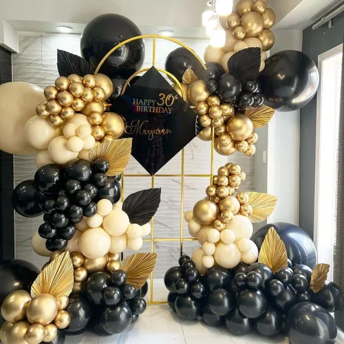 Miniatura 4 de FOTIOMRG Globos negros de 12 pulgadas, paquete de 100 globos de látex negros para cumpleaños, graduación, Halloween, baby shower, día del padre