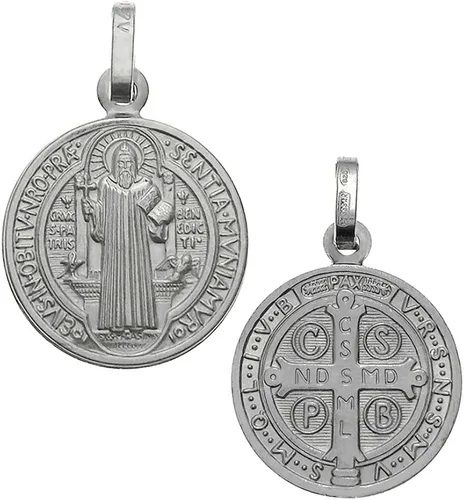 Miniatura 2 de Plata de ley 925Saint Benedict Encanto Colgante, fabricado en Italia, 15mm de diámetro