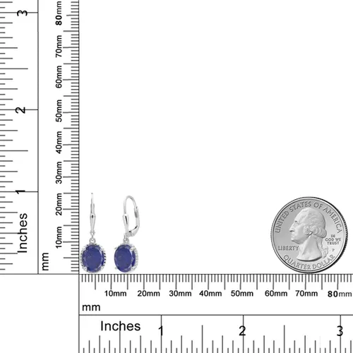 Miniatura 54 de Gem Stone King Aretes colgantes de gota para mujer, plata de ley 925, piedra natal ovalada de 0.354 x 0.276 in, joyería fina, regalos para ella