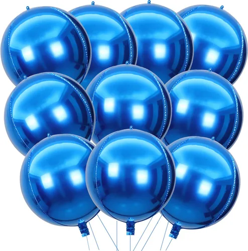 Miniatura 32 de KALOR Globos de papel de aluminio de 22 pulgadas de feliz año nuevo, 10 piezas, globos grandes 4D gigantes redondos de papel de aluminio metálico
