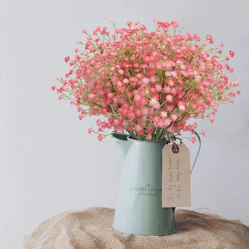 Miniatura 9 de N&T NIETING - Ramo de 10 flores artificiales de aliento de bebé, gypsophila falsa, toque real, arreglo de flores artificiales para bodas, fiestas