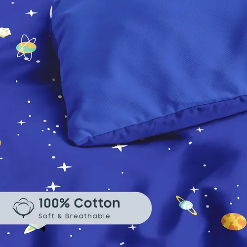 Miniatura 5 de Wake In Cloud - Juego de edredón espacial, tela 100% algodón, diseño de astronauta con diseño de constelación, cohete y estrella, para niños
