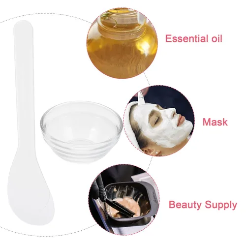 Miniatura 7 de Beaupretty Juego de 5 mascarillas faciales para mezclar cuencos y palitos, herramientas de belleza transparentes para máscaras faciales