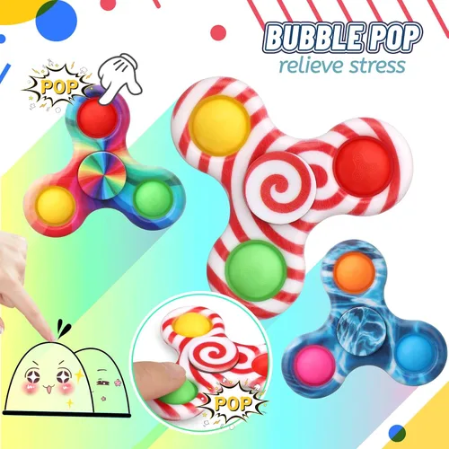 Miniatura 4 de Paquete de 12 juguetes giratorios para rellenar calcetines de Navidad, para niños y niñas, juguetes giratorios sensoriales para apretar burbujas