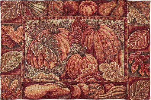 Miniatura 2 de Tapiz de lino violeta para cosecha de otoño, Acción de Gracias, hojas de otoño, girasoles, frutas, calabazas, tapiz tejido de algodón de poliéster