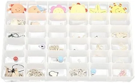 Miniatura 3 de Joyero de plástico transparente de 36 rejillas con separadores extraíbles