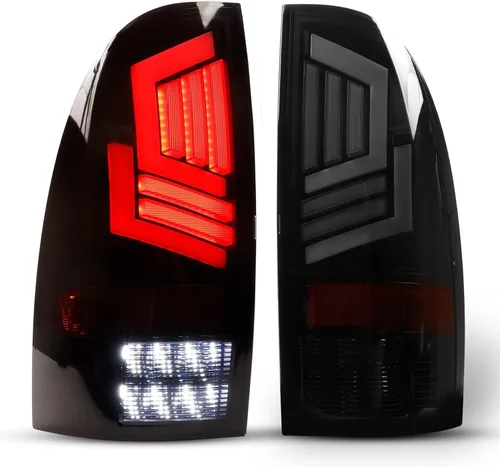 ROXX Conjunto de lámpara de luz trasera LED para Toyota Tacoma 2005-2015, par de luces traseras LED de freno con señal de giro secuencial, carcasa