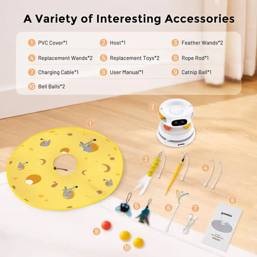 Miniatura 3 de ZOMISIA Juguetes interactivos para gatos de interior, 5 en 1, recargable, automático, juguete para gatos con láser, activado por movimiento