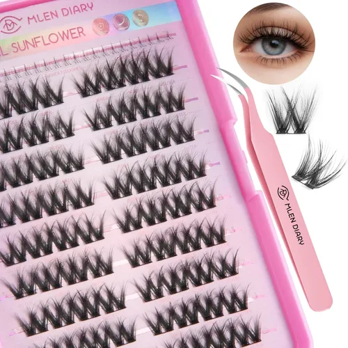 Miniatura 20 de MLEN DIARY 132 racimos de pestañas de ojo de zorro, pestañas de ojo de gato, extensiones de pestañas individuales con pestañas inferiores, rizo 4D