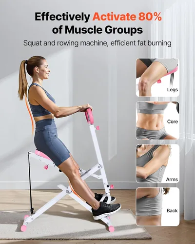 Miniatura 2 de VEVOR Squat Machine, Deep Squat Rowing Machine for Home, Easy Setup & Foldable Exercise Equipment, Glute Trainer Machine with 2/3 High-Strength