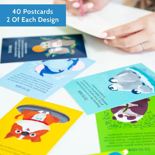 Miniatura 2 de T MARIE 40 postales divertidas de animales – Paquete de postales a granel Thinking of You para niños, estudiantes, amigos, profesores y más – Di