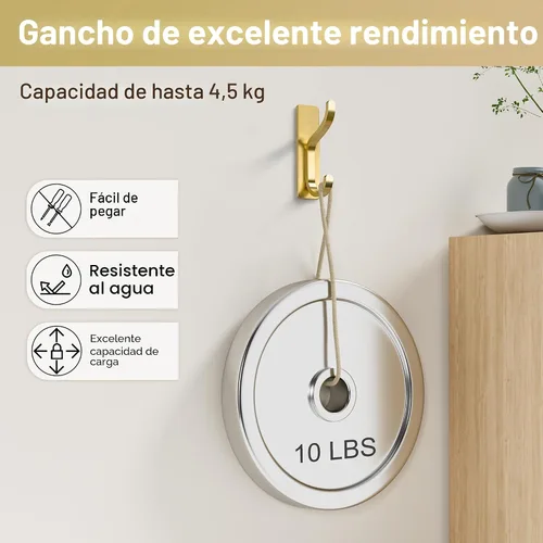 Miniatura 4 de pickpiff Ganchos Adhesivos de Pared para Abrigos - Colgador de Puerta Resistente Adhesivo, Gancho de Metal para Colgar Toalla, Bolso, Bata, Mochila