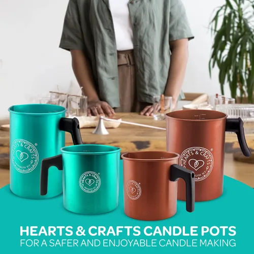 Miniatura 9 de Hearts & Crafts Ollas de velas, 32 oz. de aluminio para hacer velas para 2 libras, cera derretida, color cobre, lo mejor para velas, artes