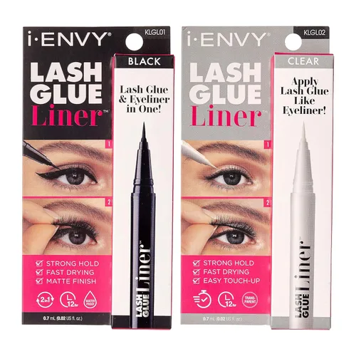 i-Envy - Pegamento de pestañas 2 en 1, adhesivo de pestañas y delineador de ojos en uno (0.02 onzas), aplicación rápida y precisa, acabado mate de