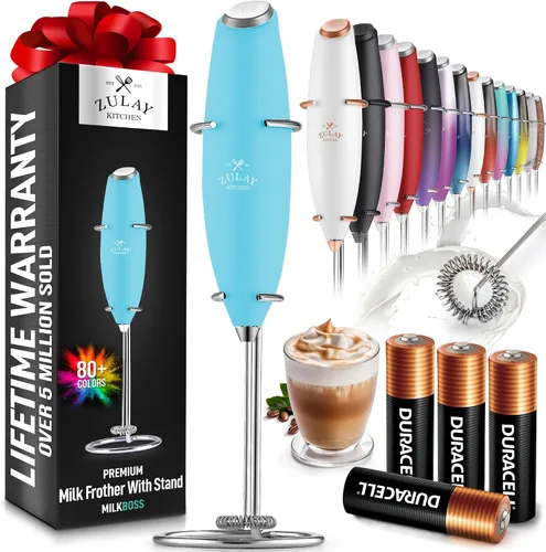 Miniatura 451 de Zulay Milk Boss Espumador de leche potente manual, hace espuma para latte, batidor para mezclar bebidas, café, miniespumador para capuchino, frappé